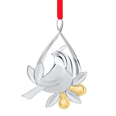 Nambe Twelve Days of Christmas Ornament, Partridge in a Pear Tree, Made of Silver and Gold Plate, Designed by Mike Altomari
