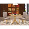 3-Piece Natural Oak Finish Solid Wood Top - Dining Room Set with High Back - Seats 4 - 2 of 4