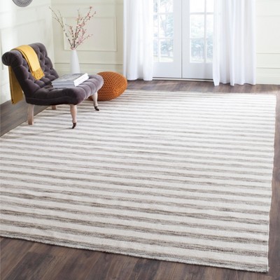 Ivory and Brown Wool Flat Woven 8' x 10' Area Rug