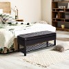 Aghana Digitals 44" Black Faux Leather Tufted Storage Ottoman Bench with Slatted Shoe Rack & Padded - 3 of 4