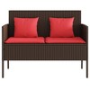 vidaXL Patio Bench with Cushions Brown Poly Rattan - 4 of 4