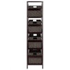 54.8" 5pc Leo Storage Shelf with Baskets Espresso/Chocolate - Winsome: Transitional Style, Wood Frame, Fixed Shelves - 4 of 4