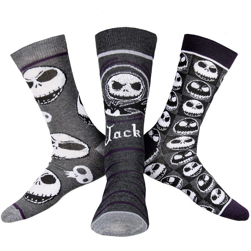 Nightmare Before Christmas Jack Skellington 3-Pair Crew Sock Coffin Gift Box Set, 1 of 7