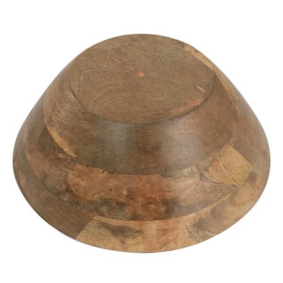 Large Gray Mango Wood Serving Bowl with Enamel Finish