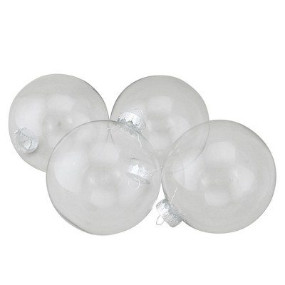 Northlight 4ct Clear Glass Ball Christmas Ornaments 4"