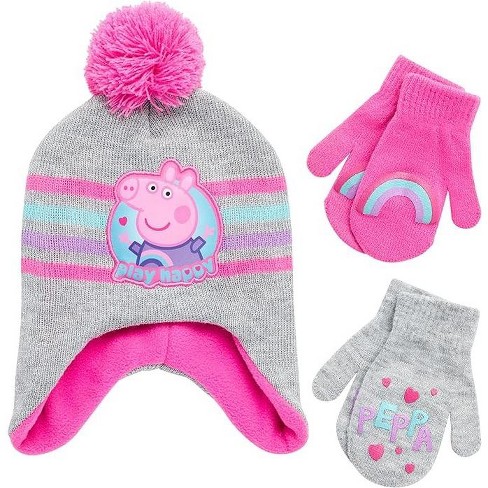 Peppa Pig Girls Winter Hat and 2 Pairs of Mittens Set, Toddlers Ages 2-4 - image 1 of 4