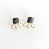 Sanctuary Project by sanctuaire Semi Precious Black and White Howlite Three Stone Stud Earrings Gold - 2 of 2