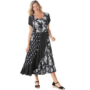 Woman Within Women's Plus Size Mixed Print Maxi Dress - 1 of 4