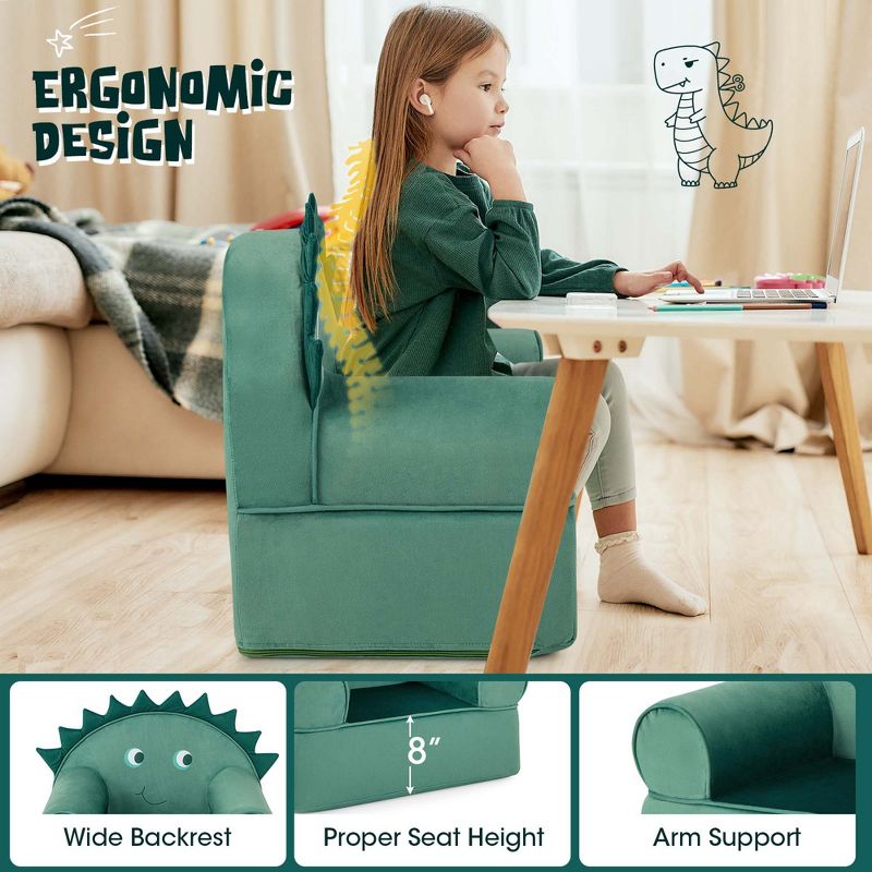 Costway Kids Sofa Foam Filled Armchair Dinosaur Cuddly Toddler Couch with Washable Cover, 5 of 11