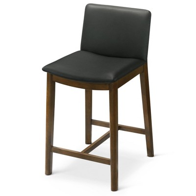 Vynxaria Black Dining Chairs - Mid-Century Vegan Leather Counter Seating