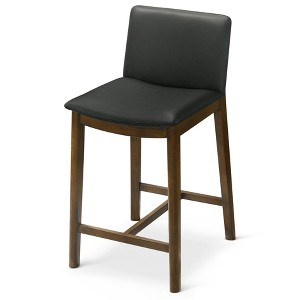Vynxaria Black Dining Chairs - Mid-Century Vegan Leather Counter Seating - 1 of 4
