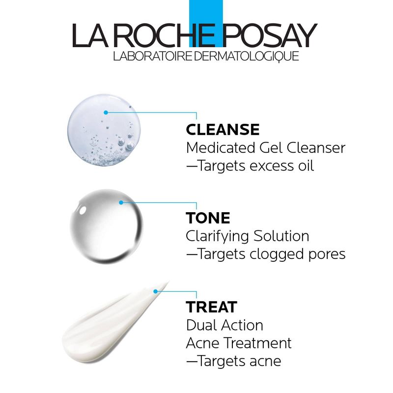 La Roche Posay Effaclar Dermatological Acne Treatment 3-Step System Kit with Medicated Gel Cleanser - 7.5 fl oz, 5 of 10