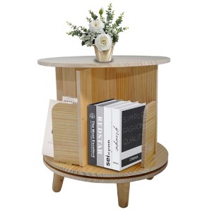 FONTOI 1-Layer Rotating Bookcase, 360 Rotating Display Rack, Wood Rotating Bookshelf for Living Room Bedroom Home Office, Brown, 18.1"*17"*18.1" - 1 of 4
