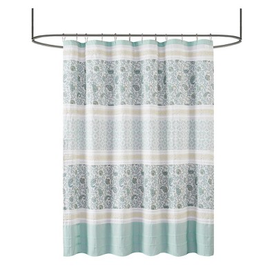 Gracie Mills Singleton Lace Trimmed Paisley Cotton Shower Curtain