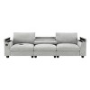 96''W Chenille Wide Seat Sectional Sofa,Comfy Cloud Couch Set With Drop Down Table,Cup Holders,USB Charger,Storage Armrest -Maison Boucle - 4 of 4