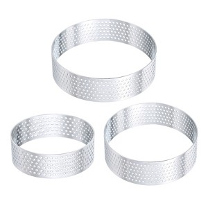Unique Bargains Stainless Steel Nonstick Perforated Durable Tarts Rings 1 Set - 1 of 4