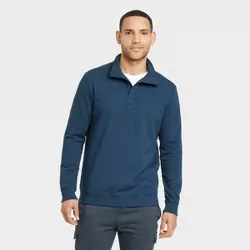 Men's Regular Fit High Neck Pullover Sweatshirt - Goodfellow & Co™ Navy Blue XXL
