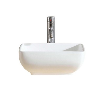 White Ceramic Square Vessel Bathroom Sink