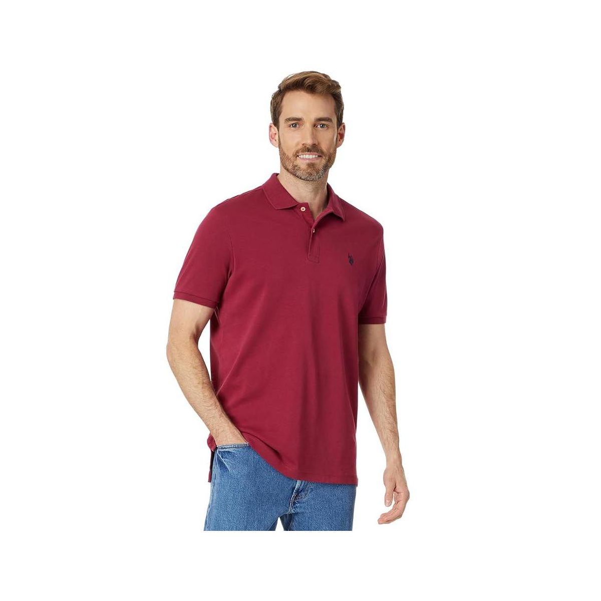 U.S. Polo Assn. Men's Solid Short Sleeve Interlock Polo Shirt, Golf Shirts for Men, Business Casual Polos