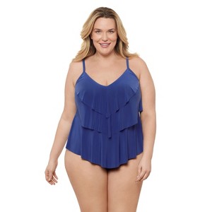 Aqua Green, Women's Triple Tier Tankini - 1 of 3