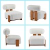 Boucle Accent Chair with Curved Backrest, Upholstered Lounge Chair with Solid Wood Frame, Cozy Armless Chair for Living Room or Bedroom-Koiai - 4 of 4