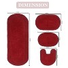 Double Ruffle Bathroom Rugs Set, Washable Rug, Extra Soft and Absorbent bath Rug, Kitchen Mat, Bath Mat Set,Non-Slip, 4 Pcs Set with Contour, Red - 3 of 4