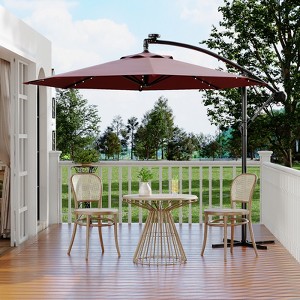10ft Offset Patio Umbrella, Cantilever Umbrella with Easy Lift & Tilt Adjustment, 8 Ribs Sun umbrella UV Protection for Backyard, Pool, Garden - 1 of 4
