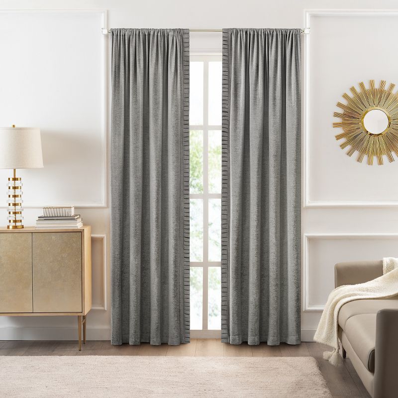 Kate Aurora Lux Living 2 Pack Chenille Rod Pocket Window Curtain Panels, 2 of 3