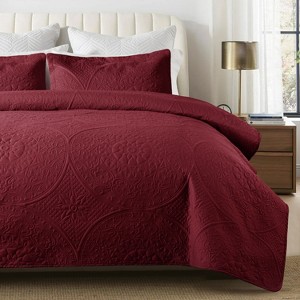 2-3 Pcs Quilted Bedspread Floral Pattern Decorative Coverlet Quilt Bedding Set for All Seasons - Cotton Passion - 1 of 4