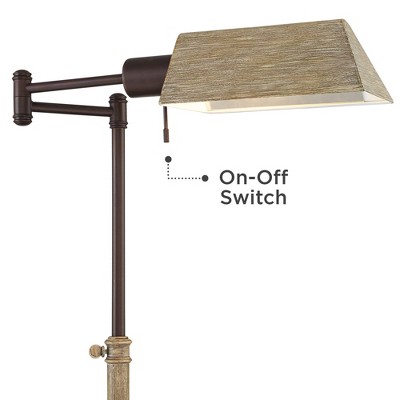 Bronze Adjustable Industrial Pharmacy Floor Lamp with Faux Wood