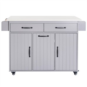 XINGHANZHENXUAN Kitchen Island with Trash Can Storage Cabinet, Kitchen Cart with Drop Leaf, Spice Rack, Towel Rack and Drawer - 1 of 4