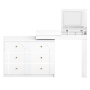 AZL1 Life Concept Vanity Table Hassle Free Assembly with Flip Top Mirror Storage Drawers Compartments Shelves for Bedroom, White, 48"*19.69"*10.85" - 1 of 4