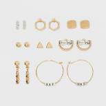 Geometric Shapes, Ball Button and Semi-Precious Howlite Stud Earring Set 8ct - Universal Thread™ Gold