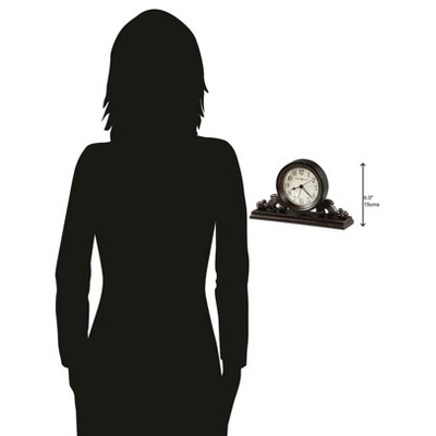 Worn Black Wood and Metal Table Clock with Alarm