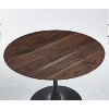 Gulches 42.1" Walnut Tulip Dining Table - Round MDF Top & Metal Pedestal Base, Mid-Century Style for 4-6 People - 4 of 4