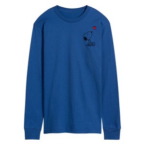 Men's - Peanuts - Valentine's Peanuts Snoopy Heart Long Sleeve Graphic T-Shirt - 1 of 4