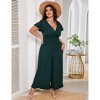 BLUEMING Plus Size Loose Jumpsuits for Women Short Ruffle Sleeve One Piece Outfit High Waist Jumpsuits - 2 of 4