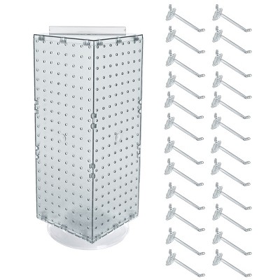 Clear High-Impact Styrene Revolving Pegboard Counter Display with Hooks