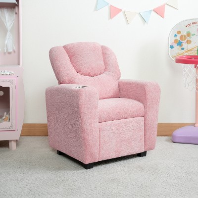 Home Imports Emporium Push Back Kids Recliner Chair with Footrest & Cup Holders, Push Back Toddler Recliner with Cup Holder in Chenille Fabric