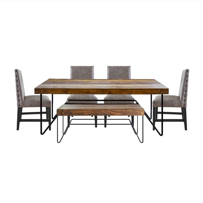 6pc Tyler Standard Height Dining Set Table, 4 Side Chairs and Bench Natural - Picket House Furnishings, 1 of 21