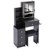 Small Size Left Bedside Cabinet Vanity Table + Cushioned Stool, 2 AC+2 USB Power Station, Hair dryer bracket - 2 of 4
