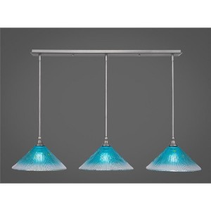 Toltec Lighting Any 3 - Light Chandelier in  Brushed Nickel with 12" Teal Crystal Shade - 1 of 1