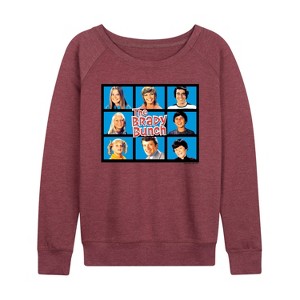 Women's - The Brady Bunch - Classic Hollywood Squares Lightweight French Terry Wide Neck Long Sleeve Shirt - 1 of 4