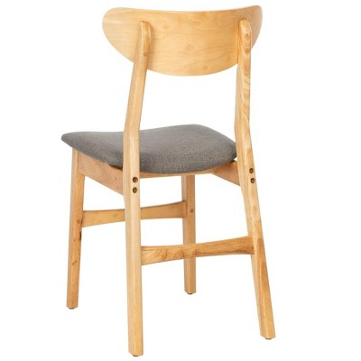 Transitional Gray-Brown Wood Upholstered Side Chair, Set of 2