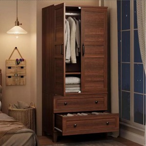 72" Armoire Wardrobe - 18 Adjustable Shelves & Hanging Rod, 2-Drawer Storage for Bedroom, Clothes - 1 of 1