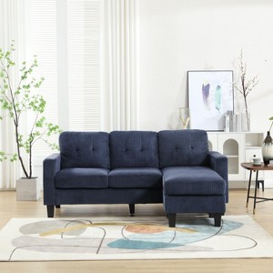 VASIP Velvet Sectional Couch , L Shaped Sofa with Ottoman for Small Apartment - 1 of 4