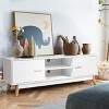 Costway TV Stand Entertainment Center Console Cabinet Stand 2 Doors Shelves White - 4 of 4