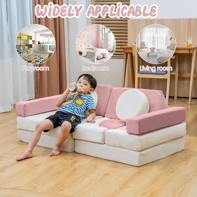 Hooseng Play Couch, Detachable Modular Play Couch, Floor Sofa for Living Room, Convertible Foam and Floor Cushion Sofa