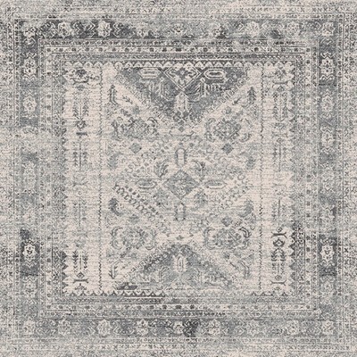Mark & Day Jules 5'3"x5'3" Square Woven Indoor Area Rugs Light Gray/White/Charcoal: Traditional Medallion, Stain-Resistant