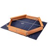 Costway Hexagon Wooden Cedar Sand Box w Seat Boards & Cover & Ground Liner - 2 of 4